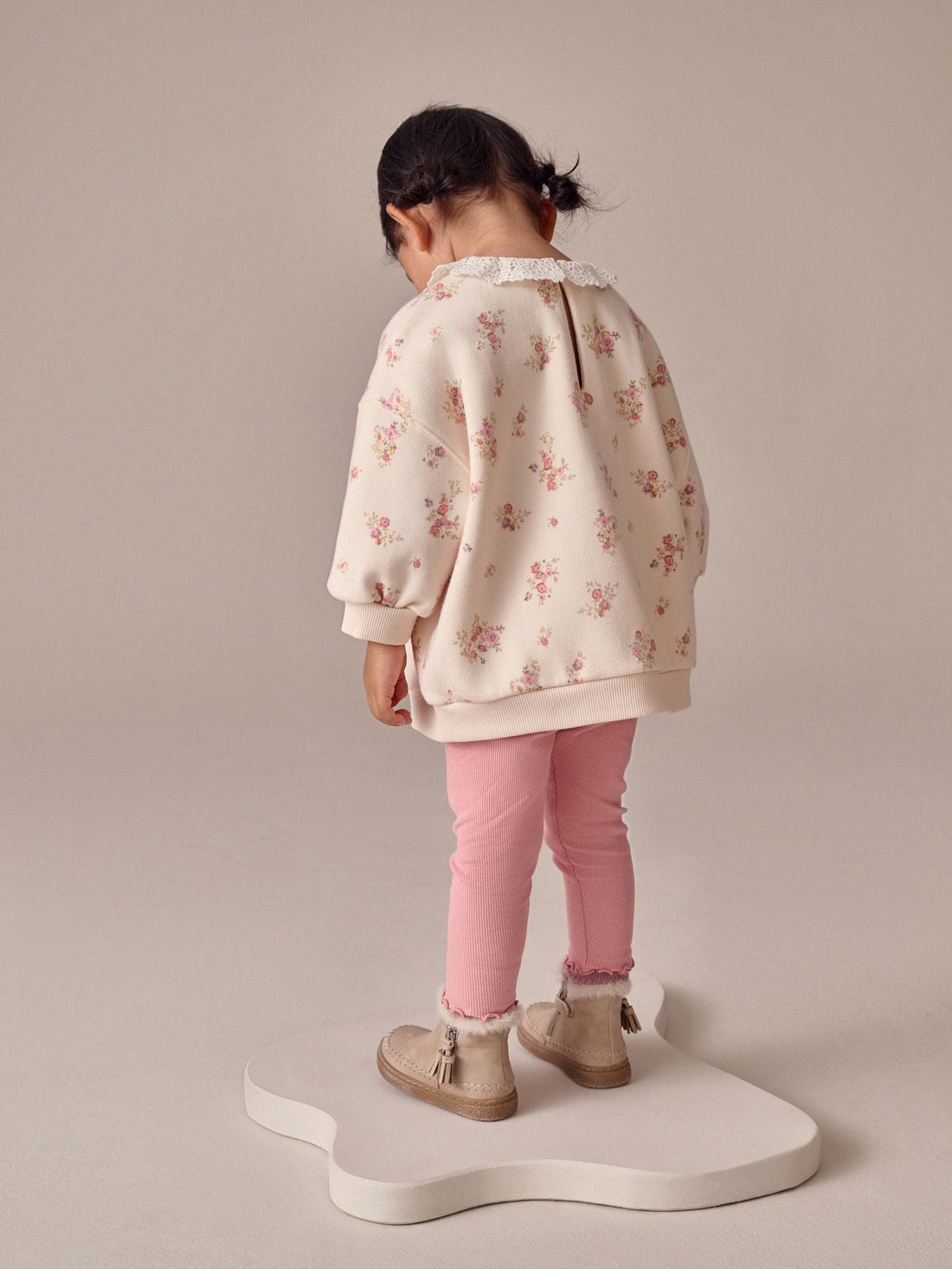 Light Pink Ditsy Floral Collar Sweatshirt and Leggings Set (3mths-7yrs)