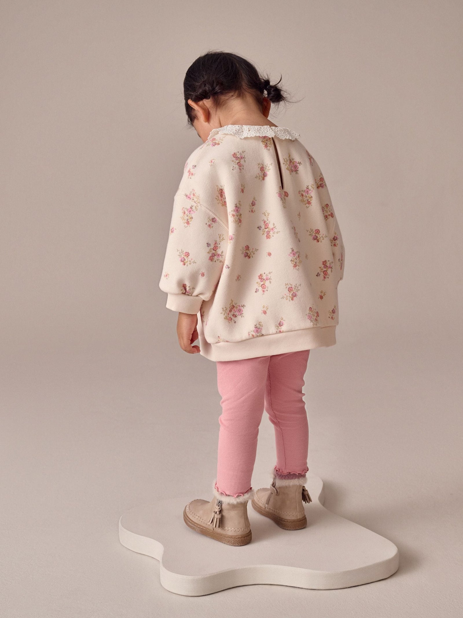 Light Pink Ditsy Floral Collar Sweatshirt and Leggings Set (3mths-7yrs)