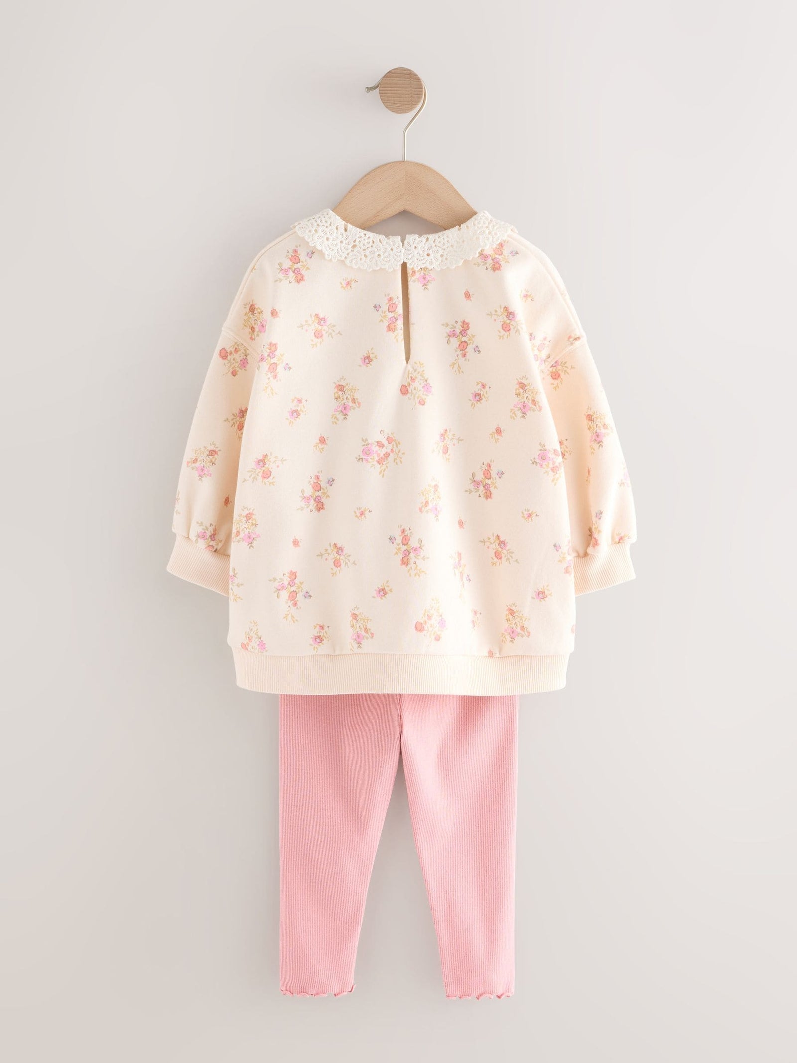 Light Pink Ditsy Floral Collar Sweatshirt and Leggings Set (3mths-7yrs)