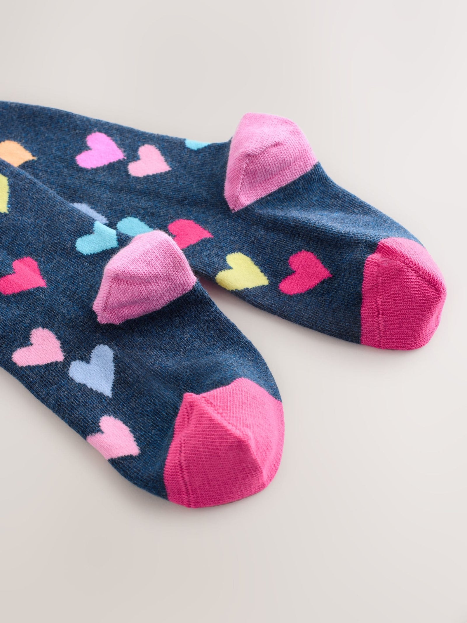 Navy Blue/Multi Cotton Rich Heart Print Tights 1 Pack