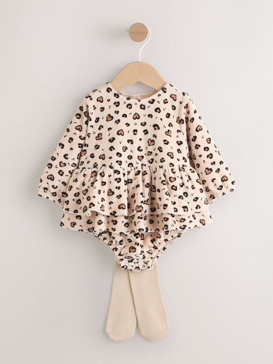 Natural Animal Baby Bloomer Rompers Set 2 Piece with Tights (0mths-3yrs)