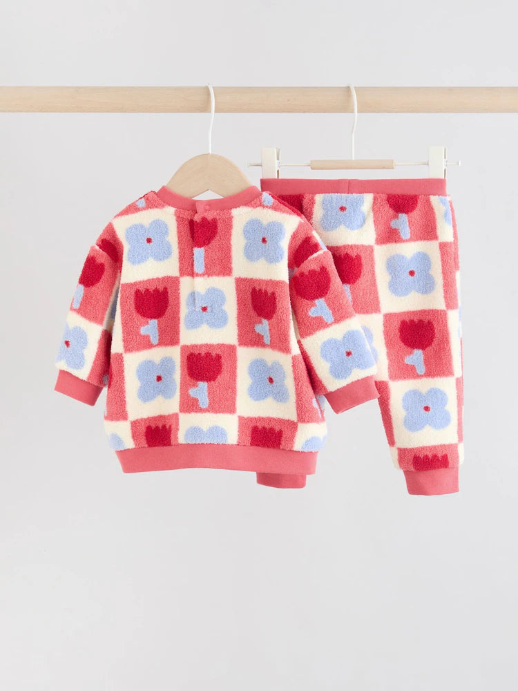 Red/ Purple Check Baby Fleece Tops and Leggings Set 2 Piece (0mths-2yrs)