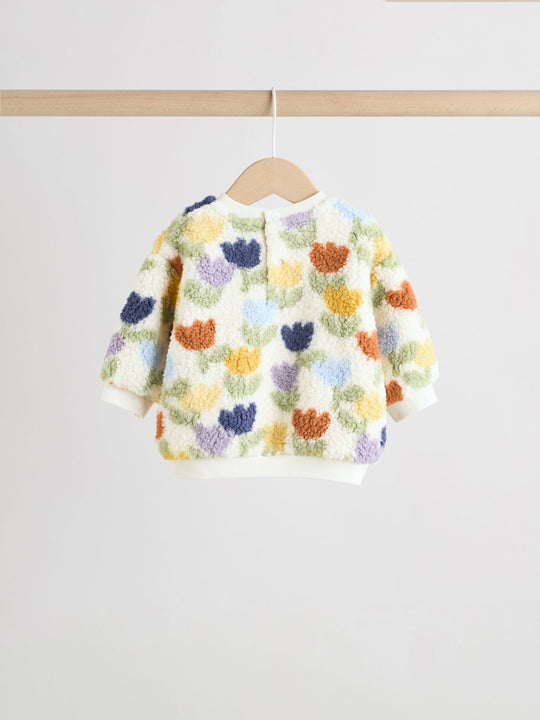 Cream/Purple Tulip Baby Fleece Tops and Leggings Set 2 Piece (0mths-2yrs)