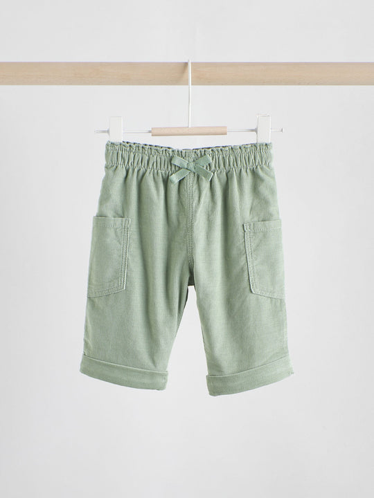 Sage Green/Ditsy Baby Cord Trousers 2 Pack (0mths-2yrs)