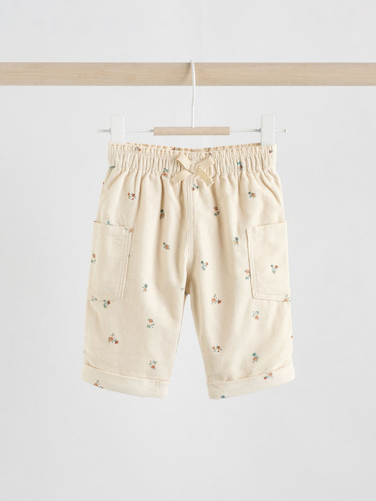 Sage Green/Ditsy Baby Cord Trousers 2 Pack (0mths-2yrs)