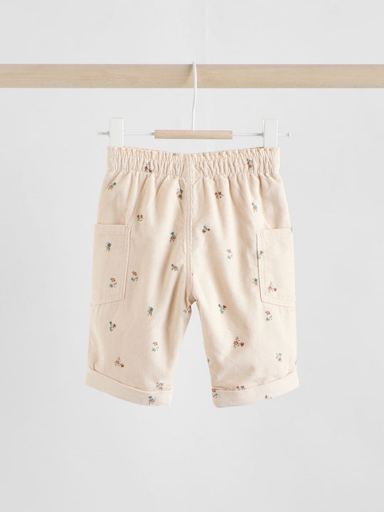 Sage Green/Ditsy Baby Cord Trousers 2 Pack (0mths-2yrs)