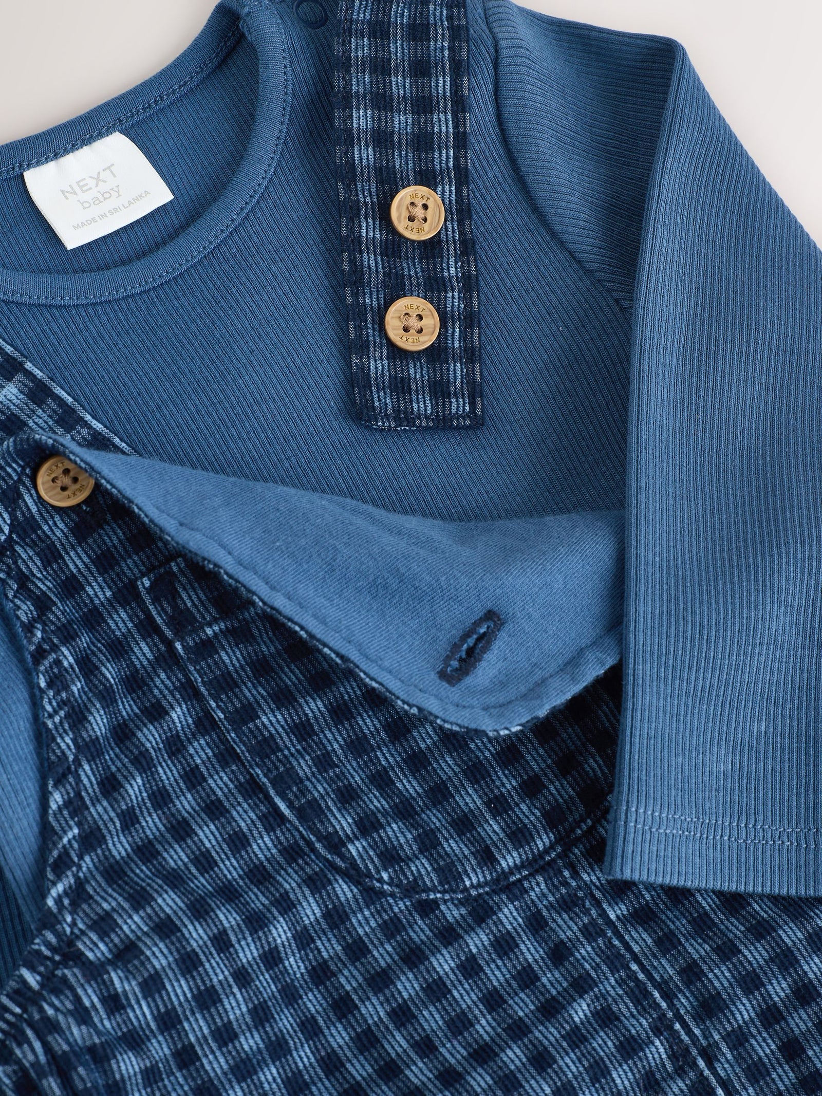 Blue Check Baby Cord Dungaree and Bodysuit Set (0mths-2yrs)