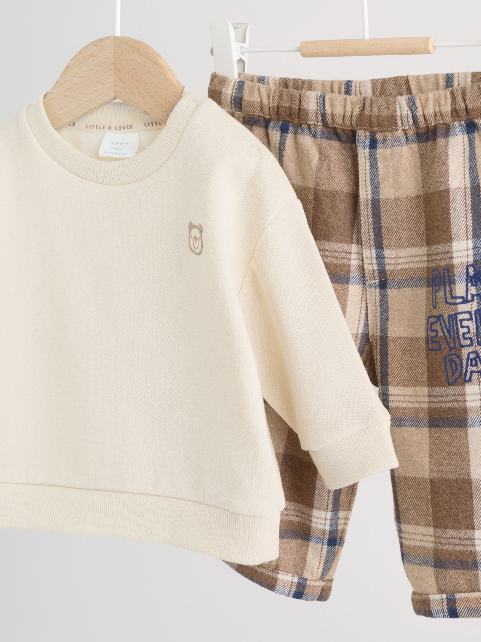 Neutral Check Baby Sweatshirt and Trousers Set (0mths-2yrs)