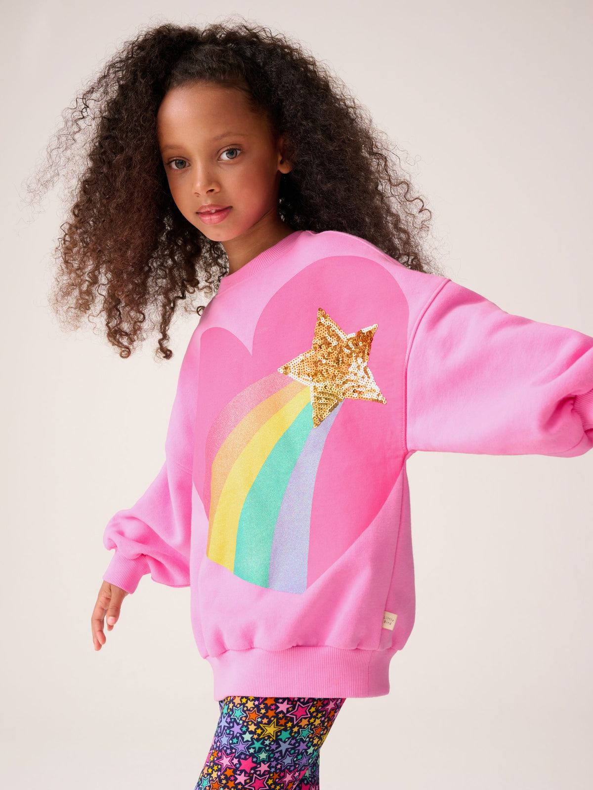 Little Bird by Jools Oliver Pink Rainbow Heart 2 Piece Jumper and Leggings Set