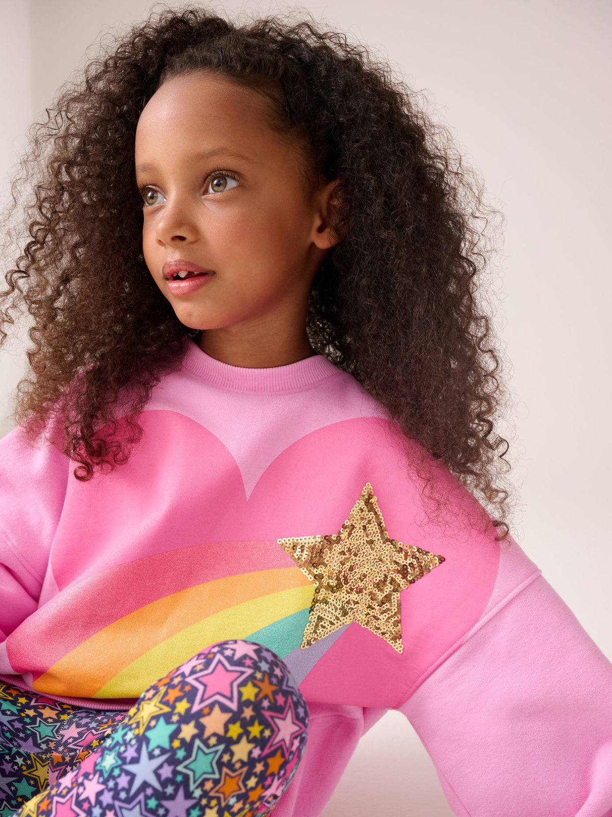 Little Bird by Jools Oliver Pink Rainbow Heart 2 Piece Jumper and Leggings Set