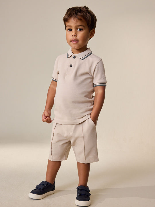 Neutral Short Sleeve Polo Shirt and Shorts Set (3mths-7yrs)
