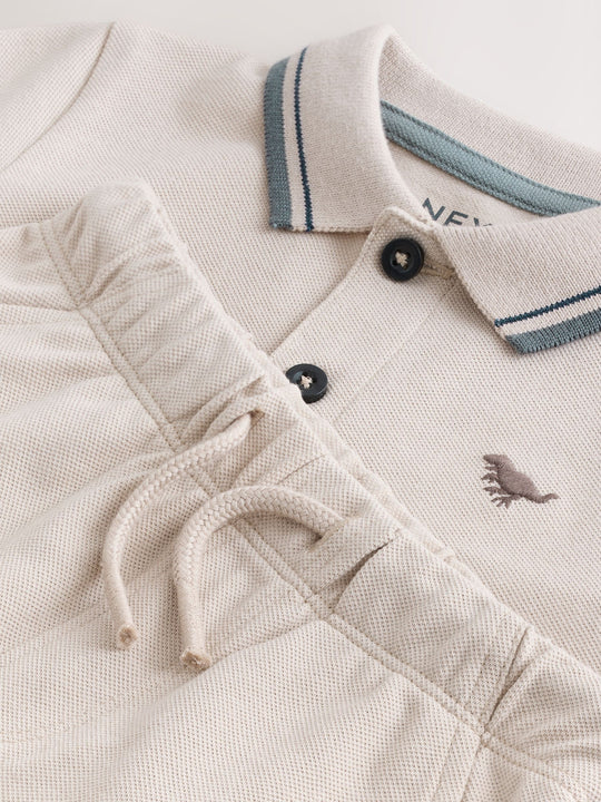 Neutral Short Sleeve Polo Shirt and Shorts Set (3mths-7yrs)