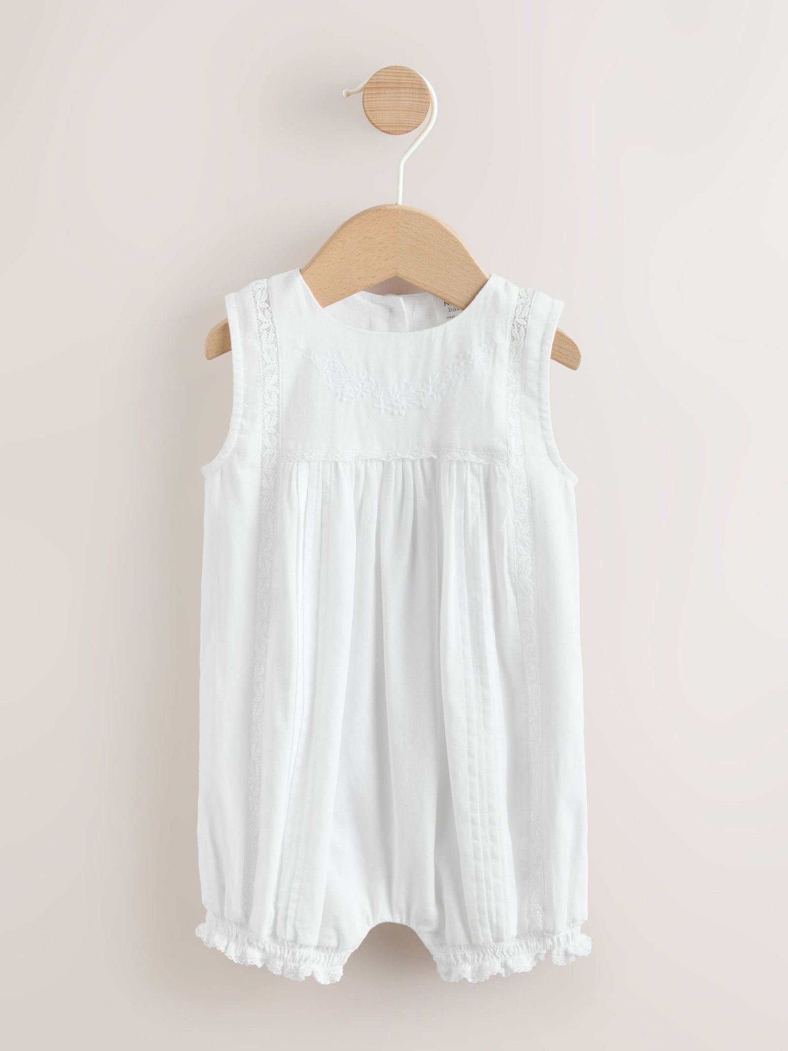 White Lace Woven Baby Romper (0mths-2yrs)