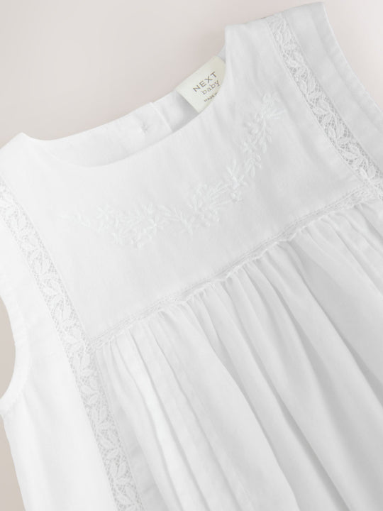 White Lace Woven Baby Romper (0mths-2yrs)