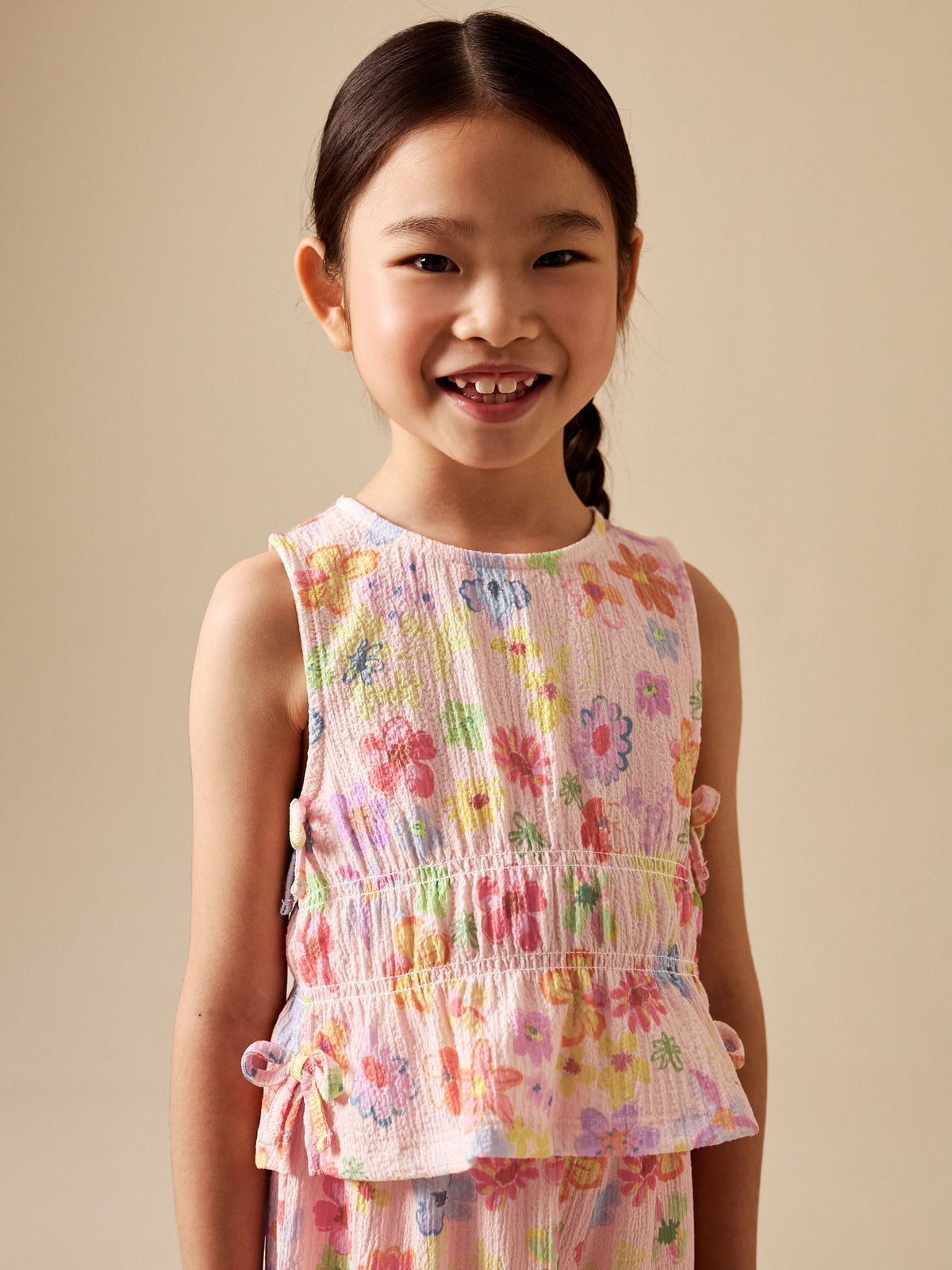 Flower Print Top And Wide Leg Trousers Set (3-16yrs)