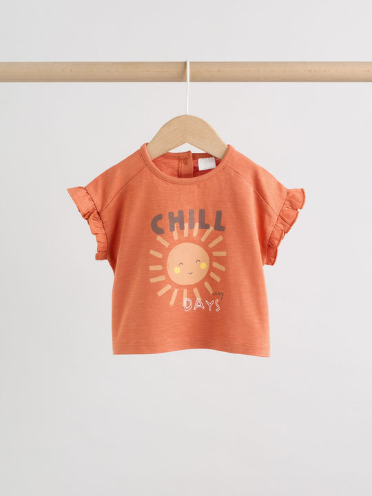 Rust Brown Short Sleeve Baby Top And Wide Leg 2 Piece Set (0mths-2yrs)