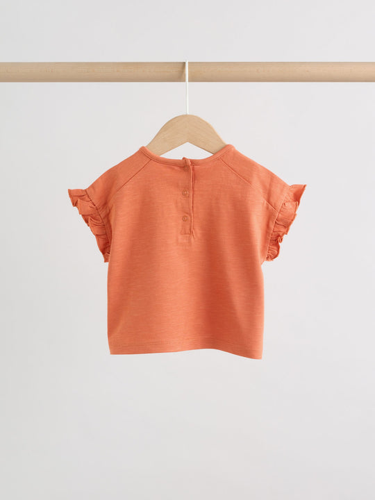 Rust Brown Short Sleeve Baby Top And Wide Leg 2 Piece Set (0mths-2yrs)