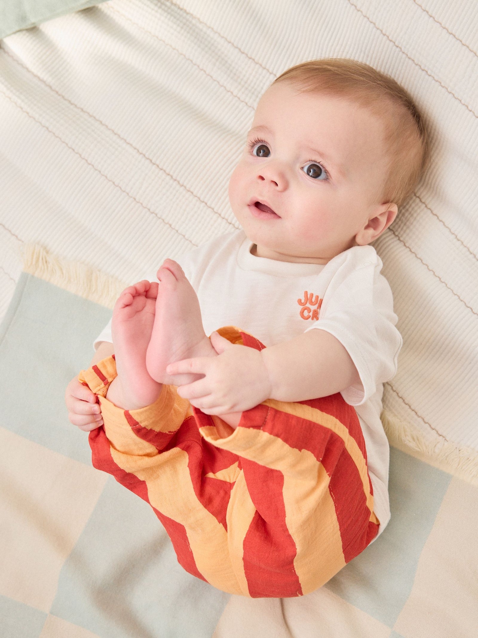 Orange Stripe Safari Animals Top & Trousers Baby Set (0mths-2yrs)