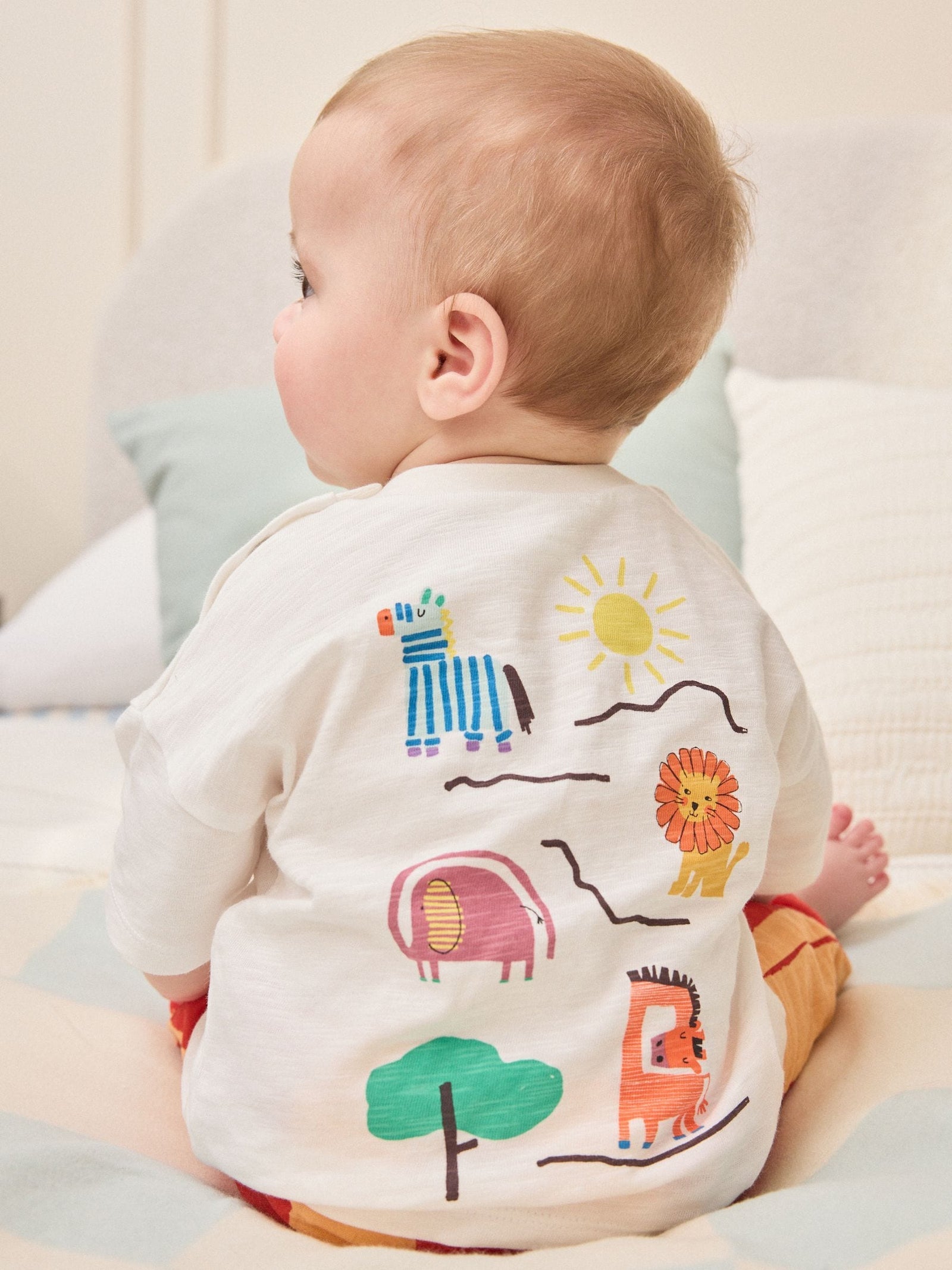 Orange Stripe Safari Animals Top & Trousers Baby Set (0mths-2yrs)