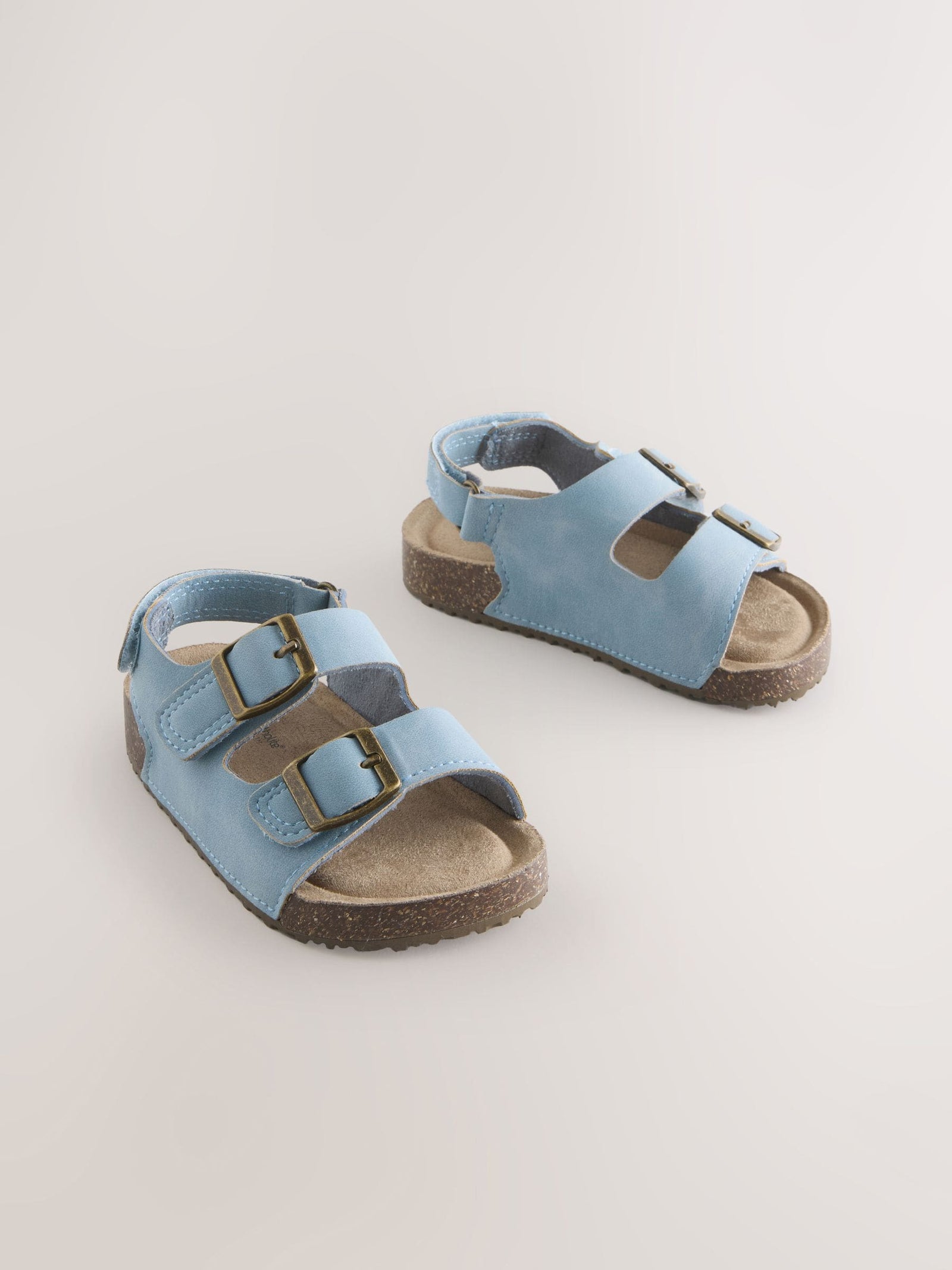 Blue Standard Fit (F) Double Buckle Cushioned Footbed Sandals