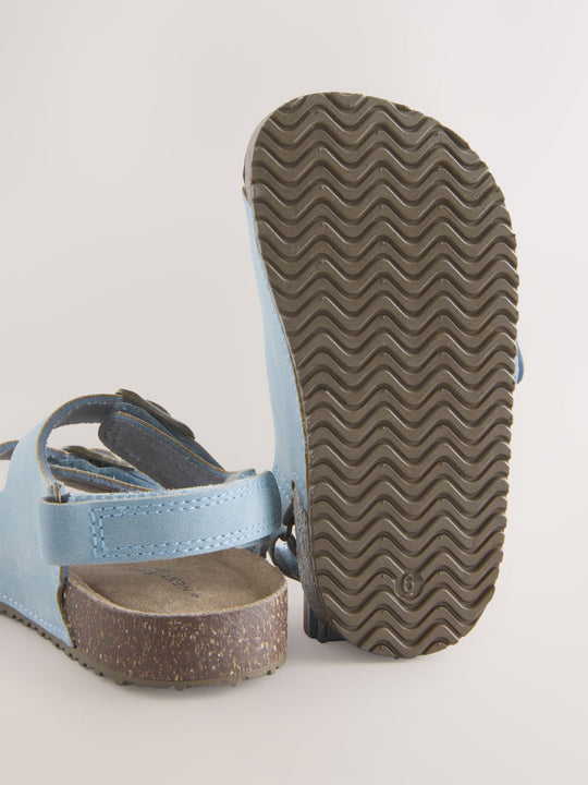 Blue Standard Fit (F) Double Buckle Cushioned Footbed Sandals