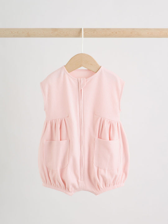 Pastel Colour Zip Through Baby Rompers 3 Pack