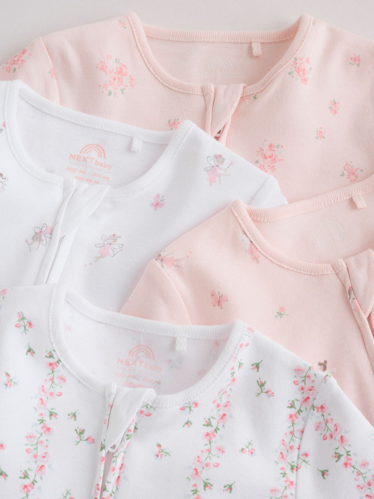 Pink Two Way Zip Baby Sleepsuit 4 Pack (0mths-2yrs)