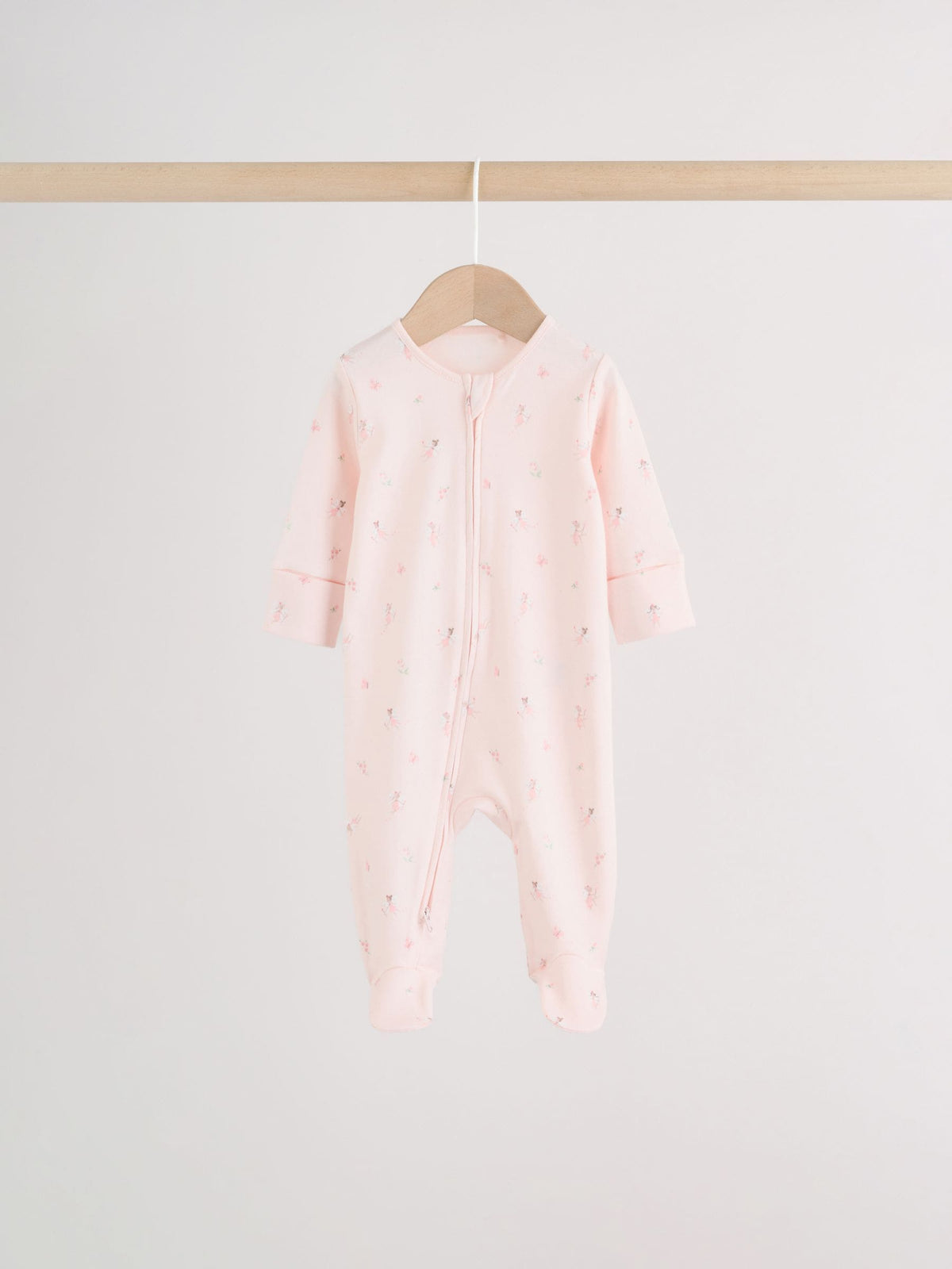Pink Two Way Zip Baby Sleepsuit 4 Pack (0mths-2yrs)