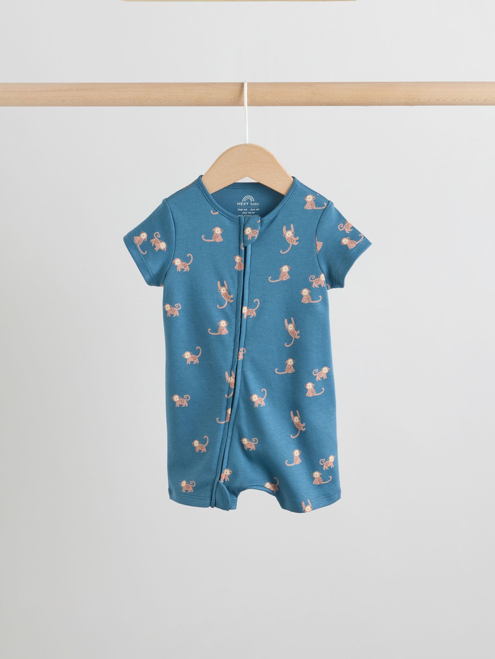 Teal Blue Two Way Zip Baby Rompers 3 Pack (0mths-3yrs)