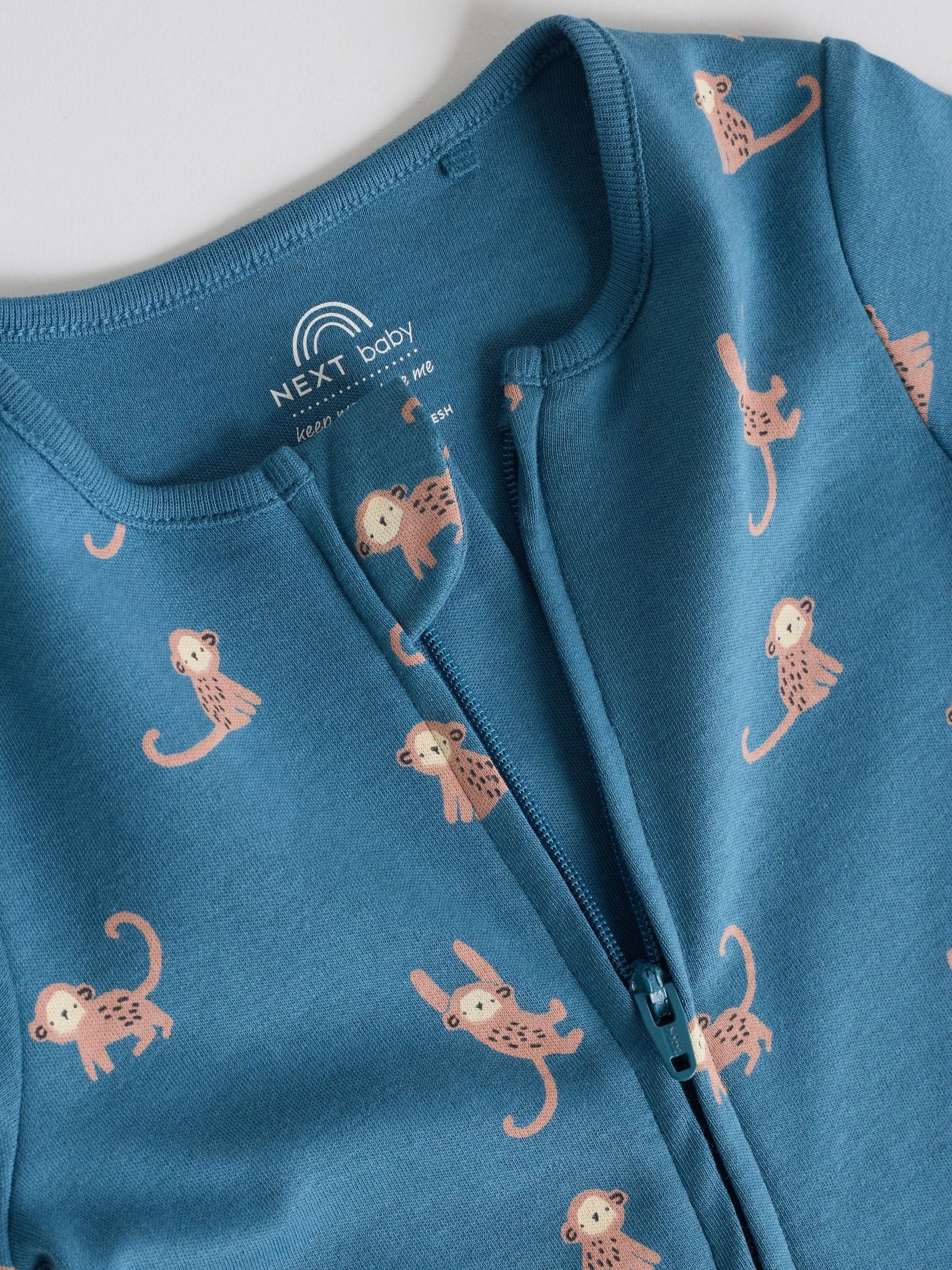 Teal Blue Two Way Zip Baby Rompers 3 Pack (0mths-3yrs)