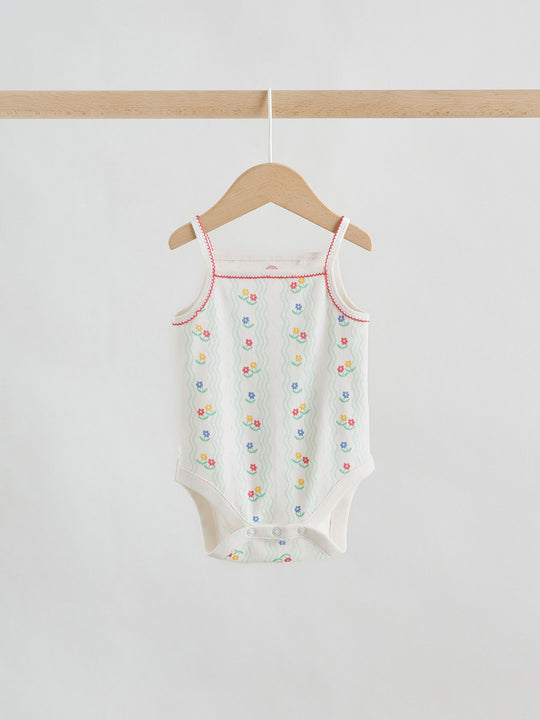 Cream Vest Baby Bodysuits 5 Pack
