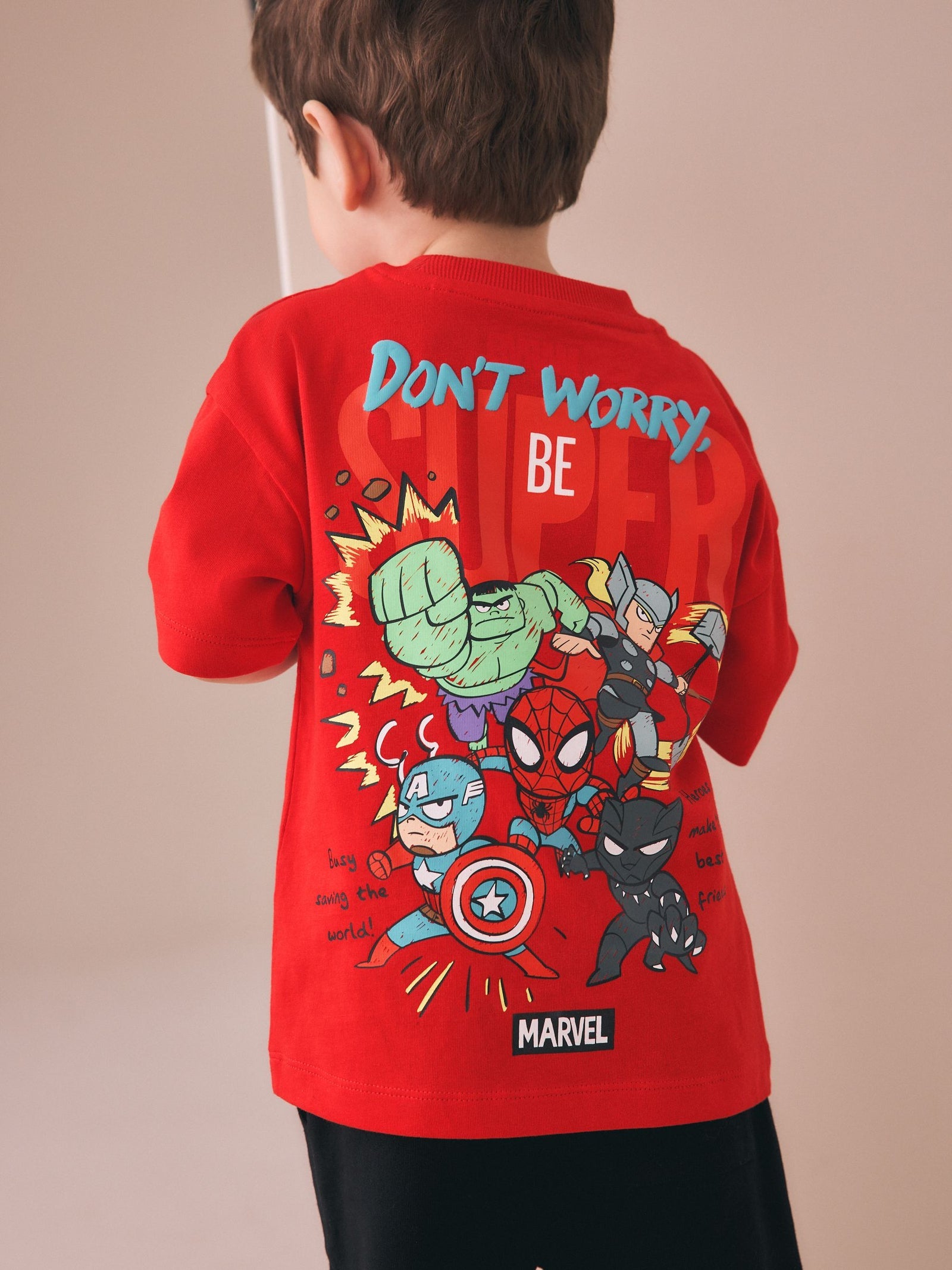 Red/Blue Marvel Short Sleeve Cotton T-Shirt (6mths-8yrs)