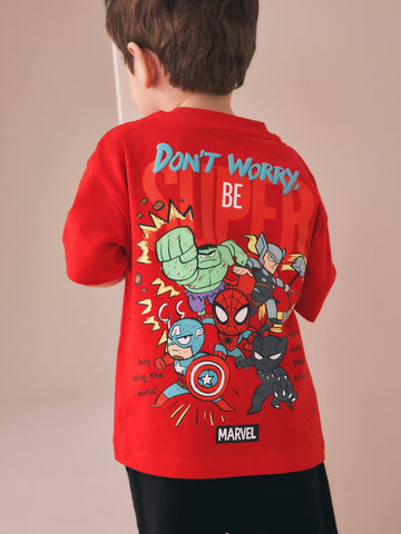 Red/Blue Marvel Short Sleeve Cotton T-Shirt (6mths-8yrs)