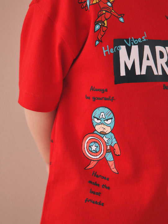 Red/Blue Marvel Short Sleeve Cotton T-Shirt (6mths-8yrs)