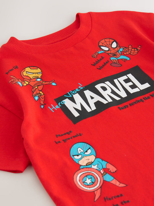 Red/Blue Marvel Short Sleeve Cotton T-Shirt (6mths-8yrs)