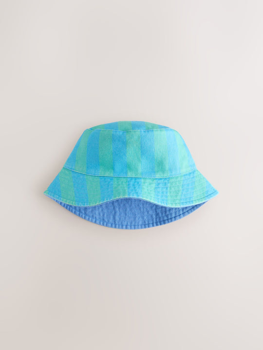 Blue/Green Reversible Bucket Hat (3mths-16yrs)
