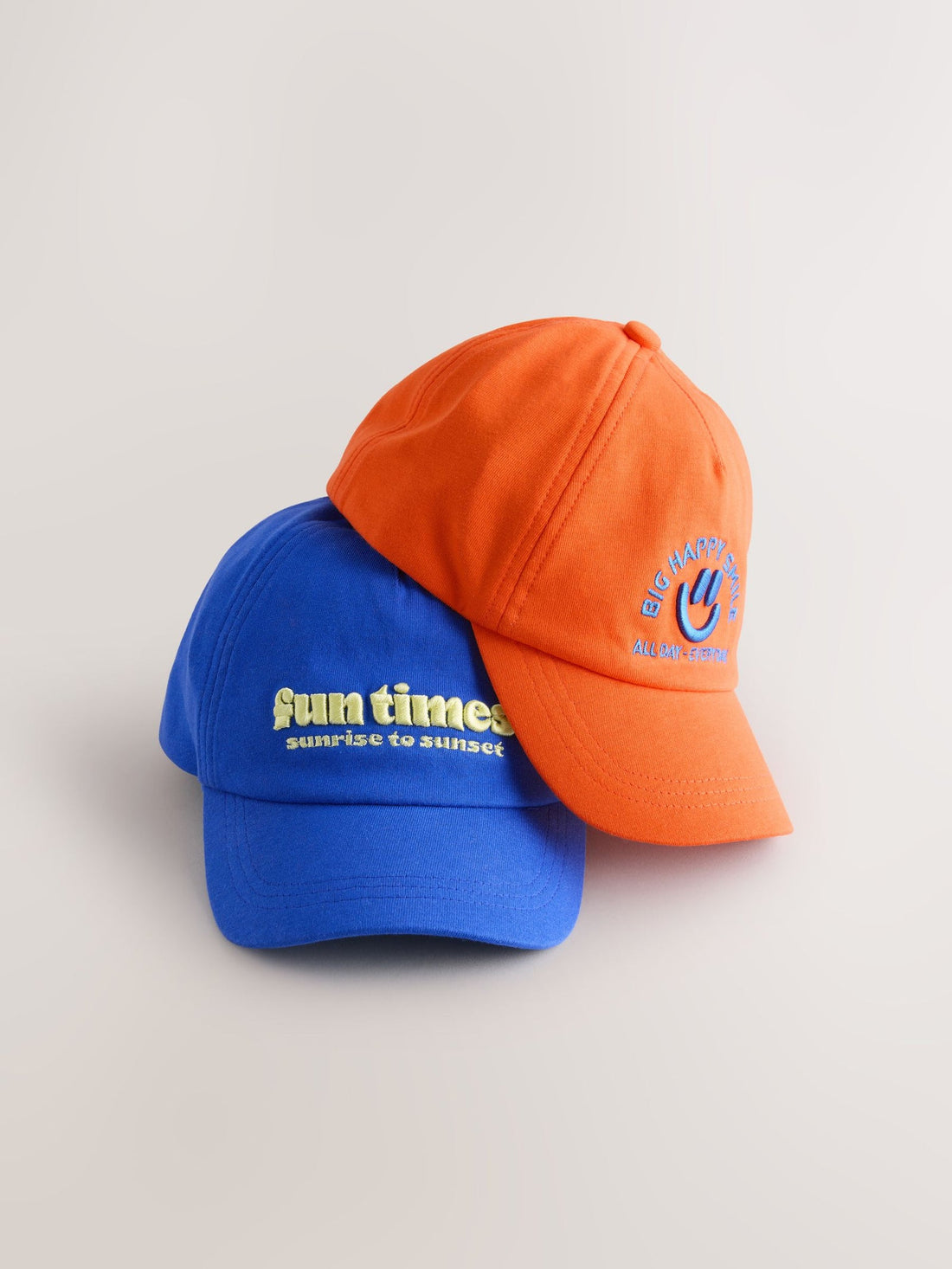 Blue/Orange Slogan Caps 2 Pack (1-13yrs)