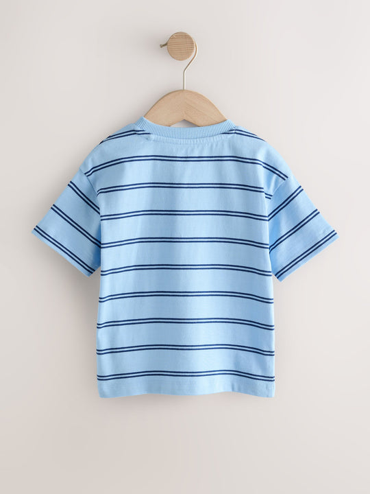 Blue Stripe Sealife Boat Short Sleeve Interactive T-Shirt (3mths-7yrs)
