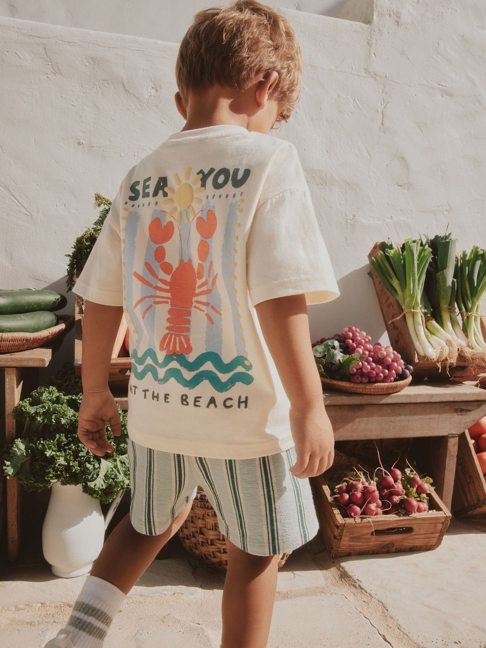 Ecru Sea You At The Beach Short Sleeve Back Print T-Shirt and Shorts Set (3mths-7yrs)