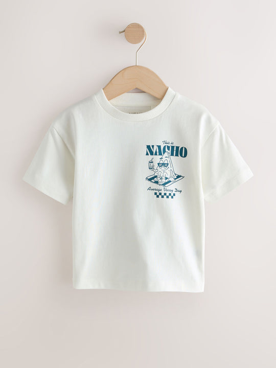 Blue Food Stripe Short Sleeve Graphic T-Shirts 3 Pack (3mths-7yrs)