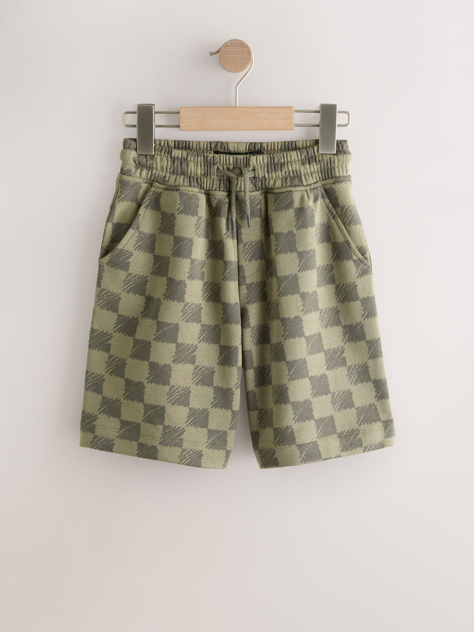 Green Check Loose Fit Basic Shorts (3-16yrs)