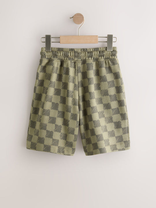 Green Check Loose Fit Basic Shorts (3-16yrs)