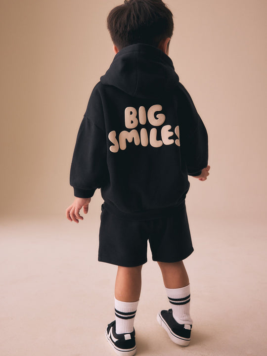 Black Big Smiles Hoodie and Shorts Set (3mths-7yrs)