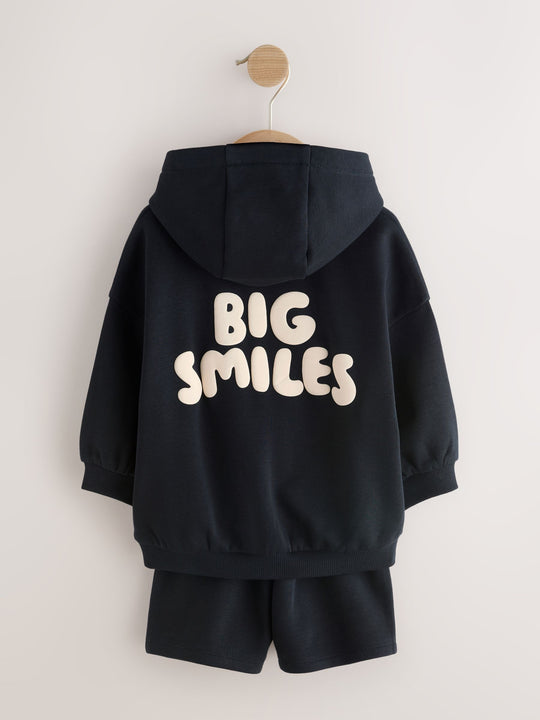 Black Big Smiles Hoodie and Shorts Set (3mths-7yrs)