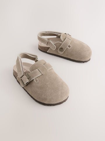 Neutral Leather Cushioned Footbed Clogs