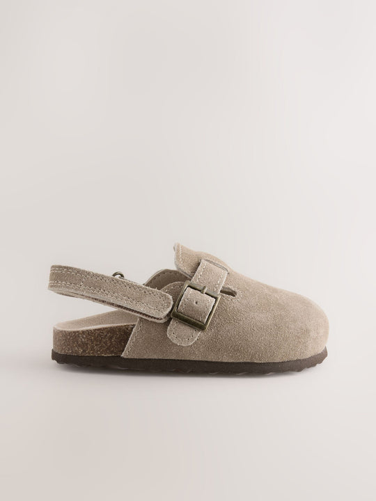 Neutral Leather Cushioned Footbed Clogs