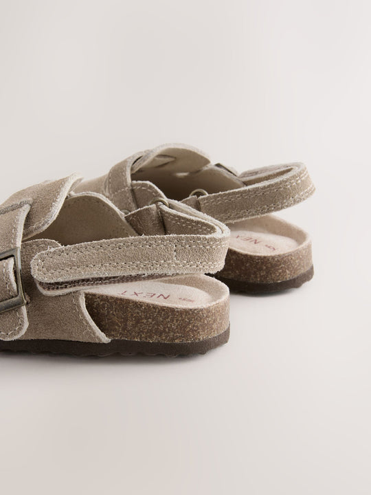Neutral Leather Cushioned Footbed Clogs