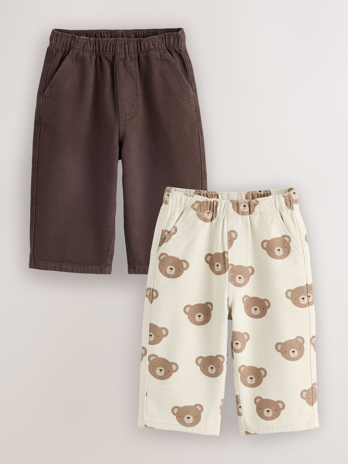 Brown Pull On Wide Leg Trousers 2 Pack (3mths-7yrs)