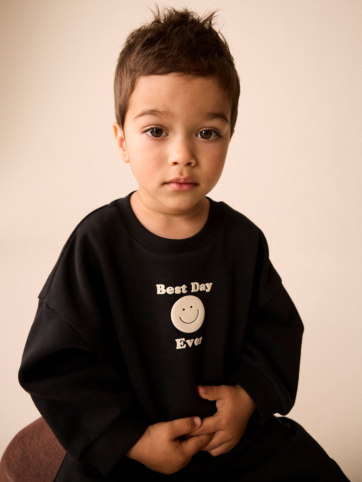 Black Back Print Crew Neck Joggers Set (3mths-7yrs)