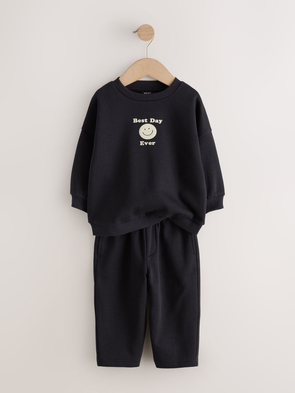 Black Back Print Crew Neck Joggers Set (3mths-7yrs)